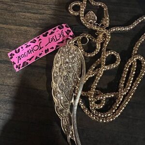 Betsey Johnson Gold and Silver Wing Necklace nwt